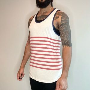 BDG Striped Tank Top, Size: L, Color: Red/Off-White/Navy